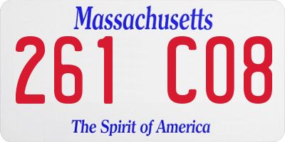 MA license plate 261CO8