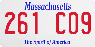 MA license plate 261CO9