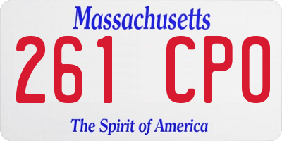 MA license plate 261CP0