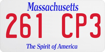 MA license plate 261CP3