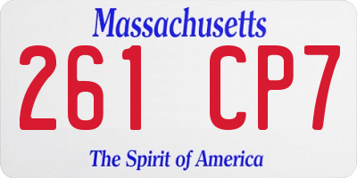 MA license plate 261CP7