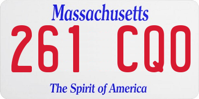 MA license plate 261CQ0