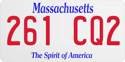 MA license plate 261CQ2