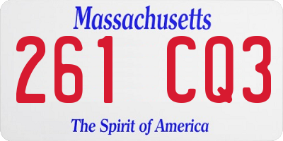 MA license plate 261CQ3