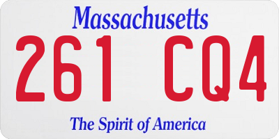 MA license plate 261CQ4