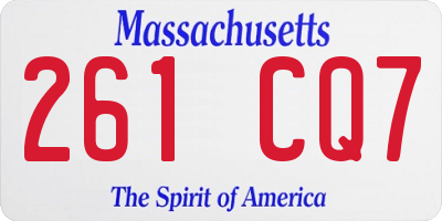 MA license plate 261CQ7