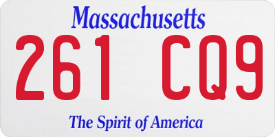 MA license plate 261CQ9