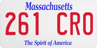 MA license plate 261CR0