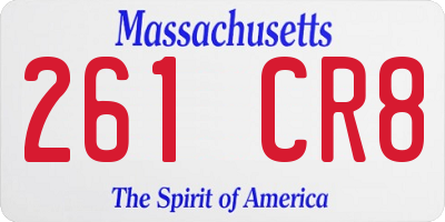 MA license plate 261CR8
