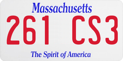 MA license plate 261CS3
