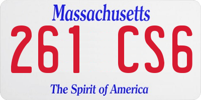 MA license plate 261CS6