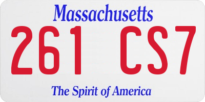 MA license plate 261CS7