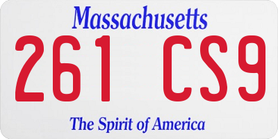 MA license plate 261CS9