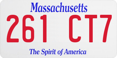 MA license plate 261CT7