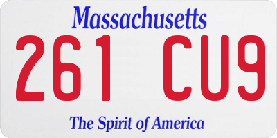 MA license plate 261CU9