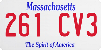 MA license plate 261CV3