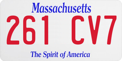 MA license plate 261CV7