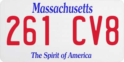 MA license plate 261CV8