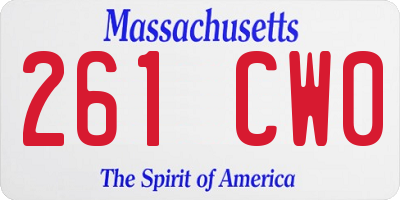 MA license plate 261CW0