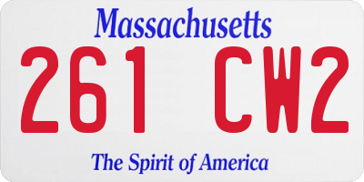 MA license plate 261CW2