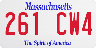 MA license plate 261CW4