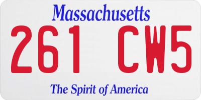 MA license plate 261CW5