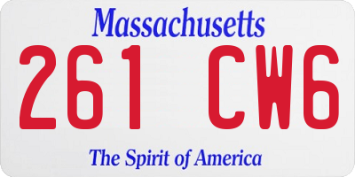 MA license plate 261CW6