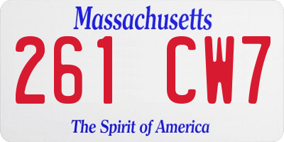 MA license plate 261CW7