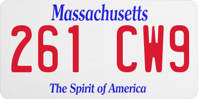 MA license plate 261CW9