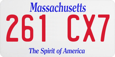 MA license plate 261CX7