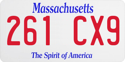 MA license plate 261CX9