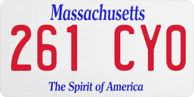MA license plate 261CY0