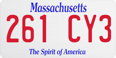 MA license plate 261CY3