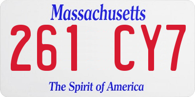 MA license plate 261CY7