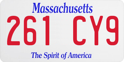 MA license plate 261CY9