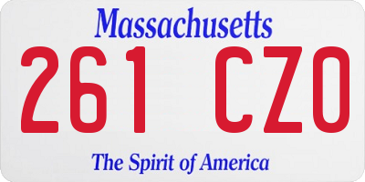MA license plate 261CZ0