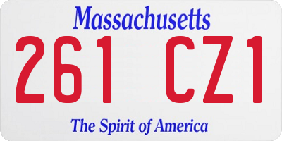 MA license plate 261CZ1