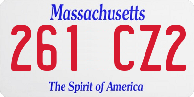 MA license plate 261CZ2