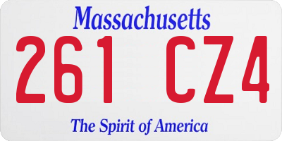 MA license plate 261CZ4