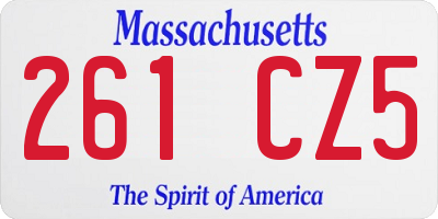 MA license plate 261CZ5