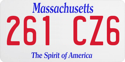 MA license plate 261CZ6