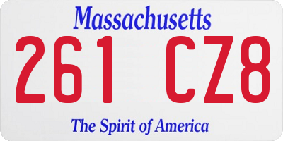 MA license plate 261CZ8