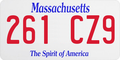 MA license plate 261CZ9