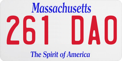 MA license plate 261DA0