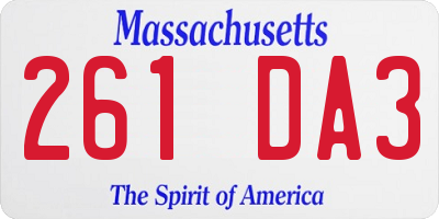 MA license plate 261DA3