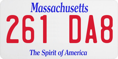 MA license plate 261DA8
