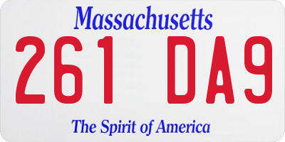MA license plate 261DA9