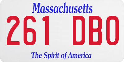 MA license plate 261DB0