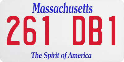 MA license plate 261DB1