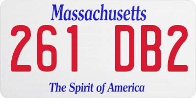 MA license plate 261DB2